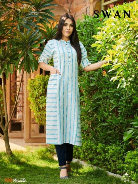 100 Miles Swan Designer Straight Cut Kurti collection