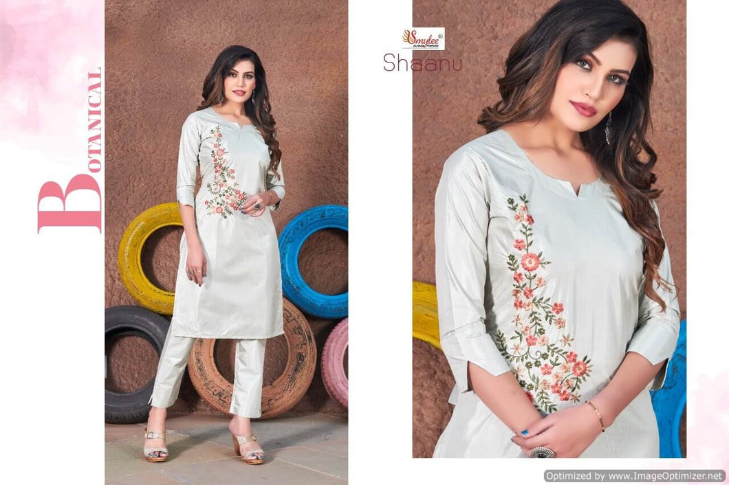 Smylee Shaanu Heavy Chinon Designer Kurti With Bottom Collection