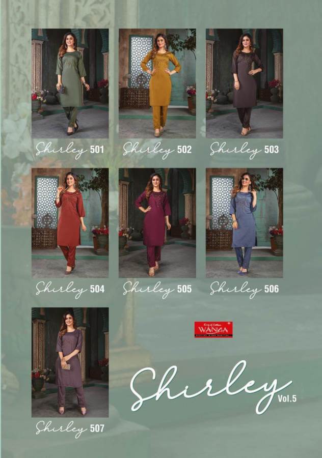 Wanna Shirley 5 Fancy Silk Kurti With Bottom Collection