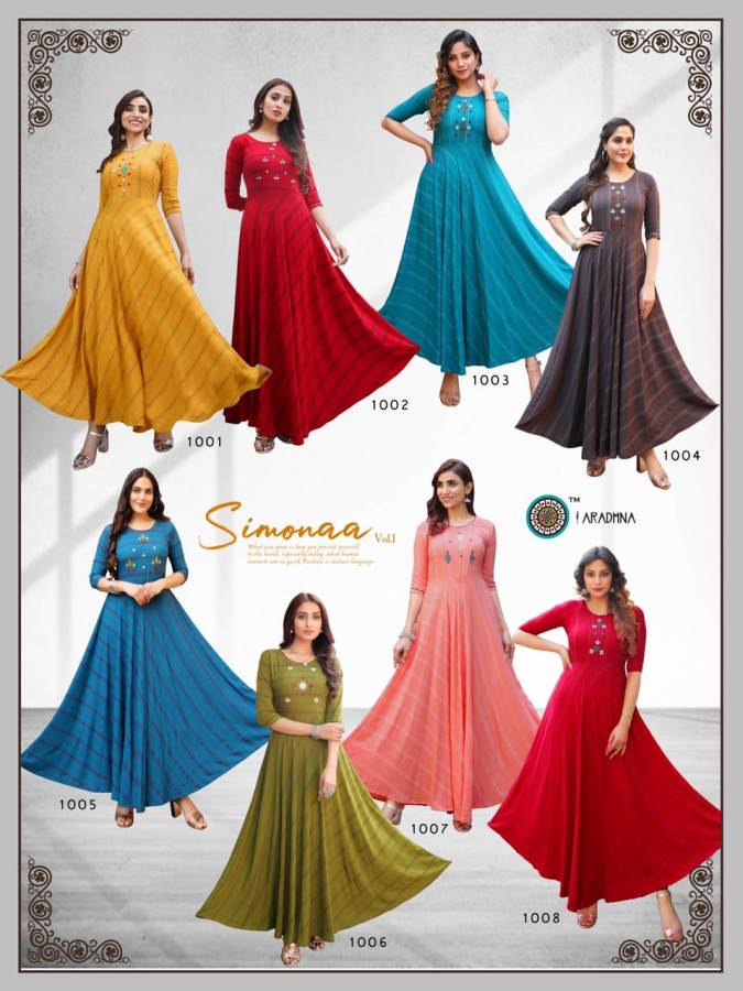 Aradhana Simonaa Vol 1 Stylish Anarkali Kurti collection